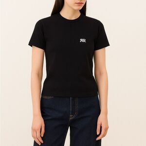 ROSEANNA Size 34 (US XS) 100% Cotton Short Sleeve T-Shirt Black Logo Top Tee